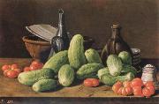 Melendez, Luis Eugenio Cucumber and tomatoes china oil painting reproduction